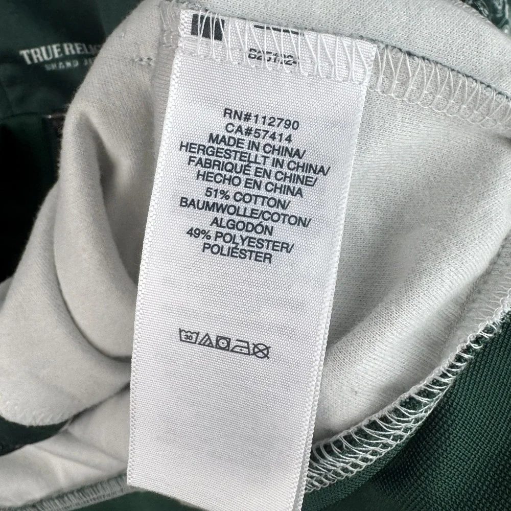 True Religion Track Jacket Mens S Green Monogram Buddha Logo Full Zip Stripe Y2K